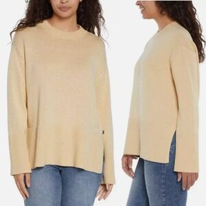 GAP Women's Cotton Crew Neck Tunic Sweater Cream Plus Size XXL Minimalist Office